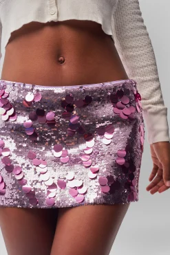 GUIZIO Low Rise Paillette Skirt- Mini Skirts|Skirts