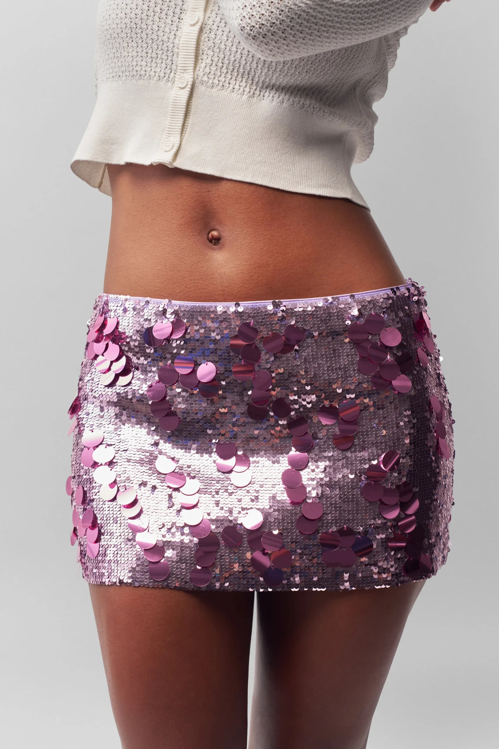 GUIZIO Low Rise Paillette Skirt- Mini Skirts|Skirts