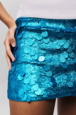 GUIZIO Low Rise Paillette Skirt- Mini Skirts|Skirts