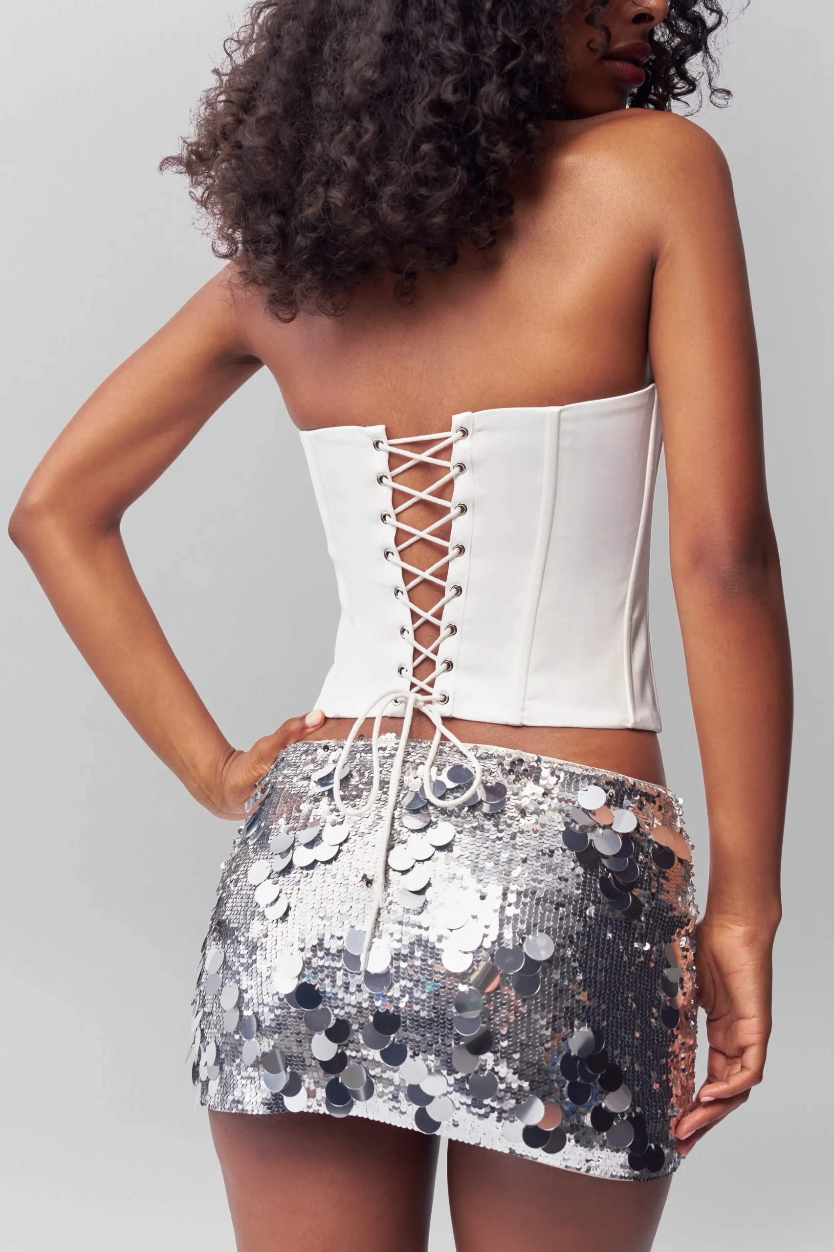 GUIZIO Low Rise Paillette Skirt- Mini Skirts|Skirts