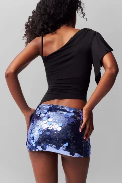 GUIZIO Low Rise Paillette Skirt- Mini Skirts|Skirts