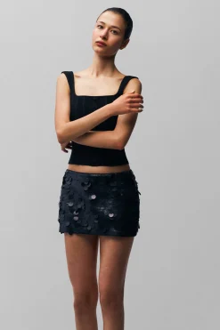 GUIZIO Low Rise Paillette Skirt- Mini Skirts|Skirts