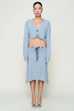 GUIZIO Noah Wool Cable Skirt- Midi Skirts|Skirts