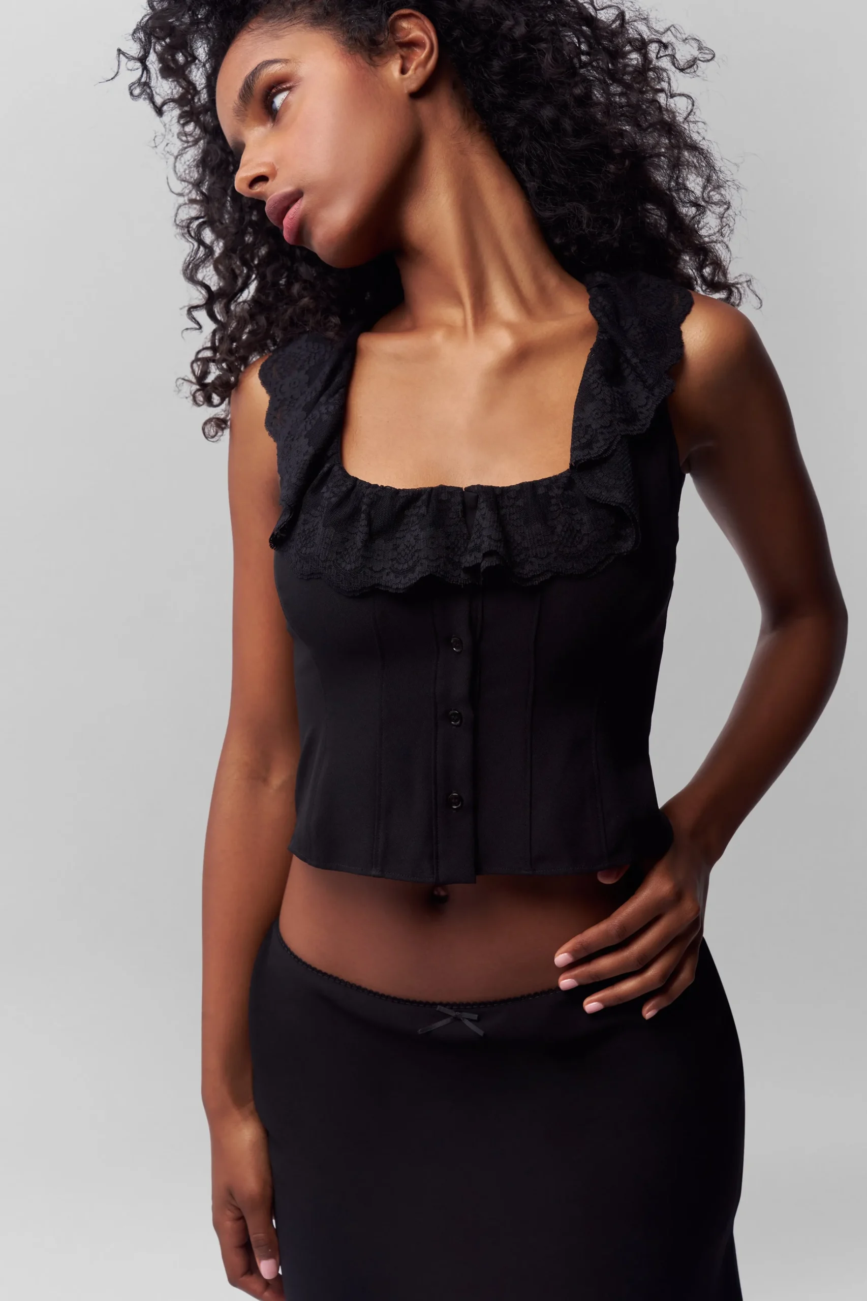 GUIZIO Paloma Lace Top- Sleeveless Tops|Tops