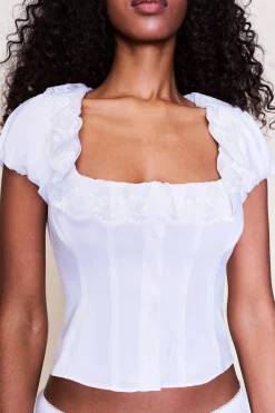 GUIZIO Paloma Short Sleeve Top- Short Sleeve Tops|Tops