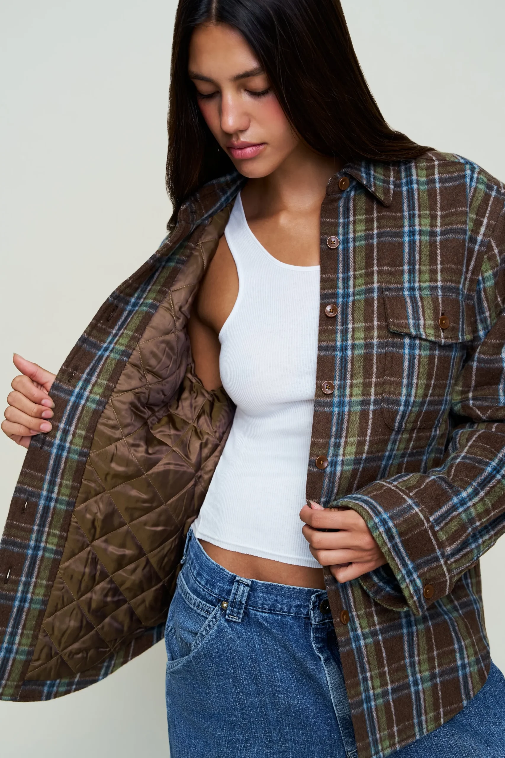 GUIZIO Parker Quilted Lined Shacket- Tops