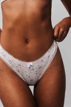 GUIZIO Pointelle Lace Thong- Intimates