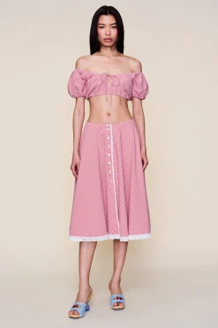 GUIZIO Ravello Gingham Skirt- Midi Skirts|Skirts