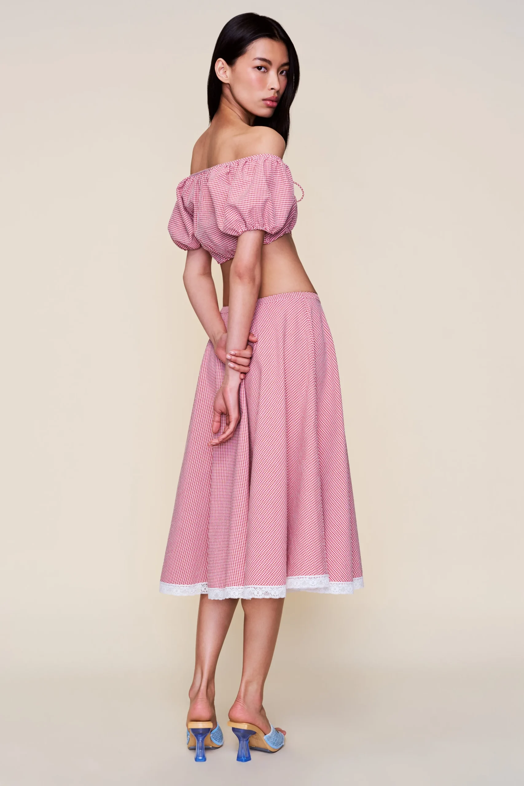 GUIZIO Ravello Gingham Skirt- Midi Skirts|Skirts