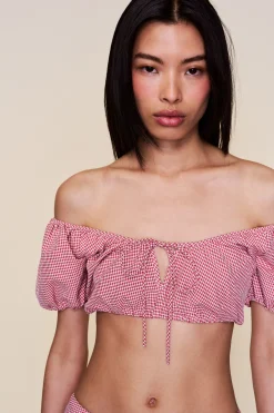 GUIZIO Ravello Gingham Top- Short Sleeve Tops|Tops