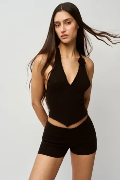 GUIZIO Rib Knit Hot Short- Shorts