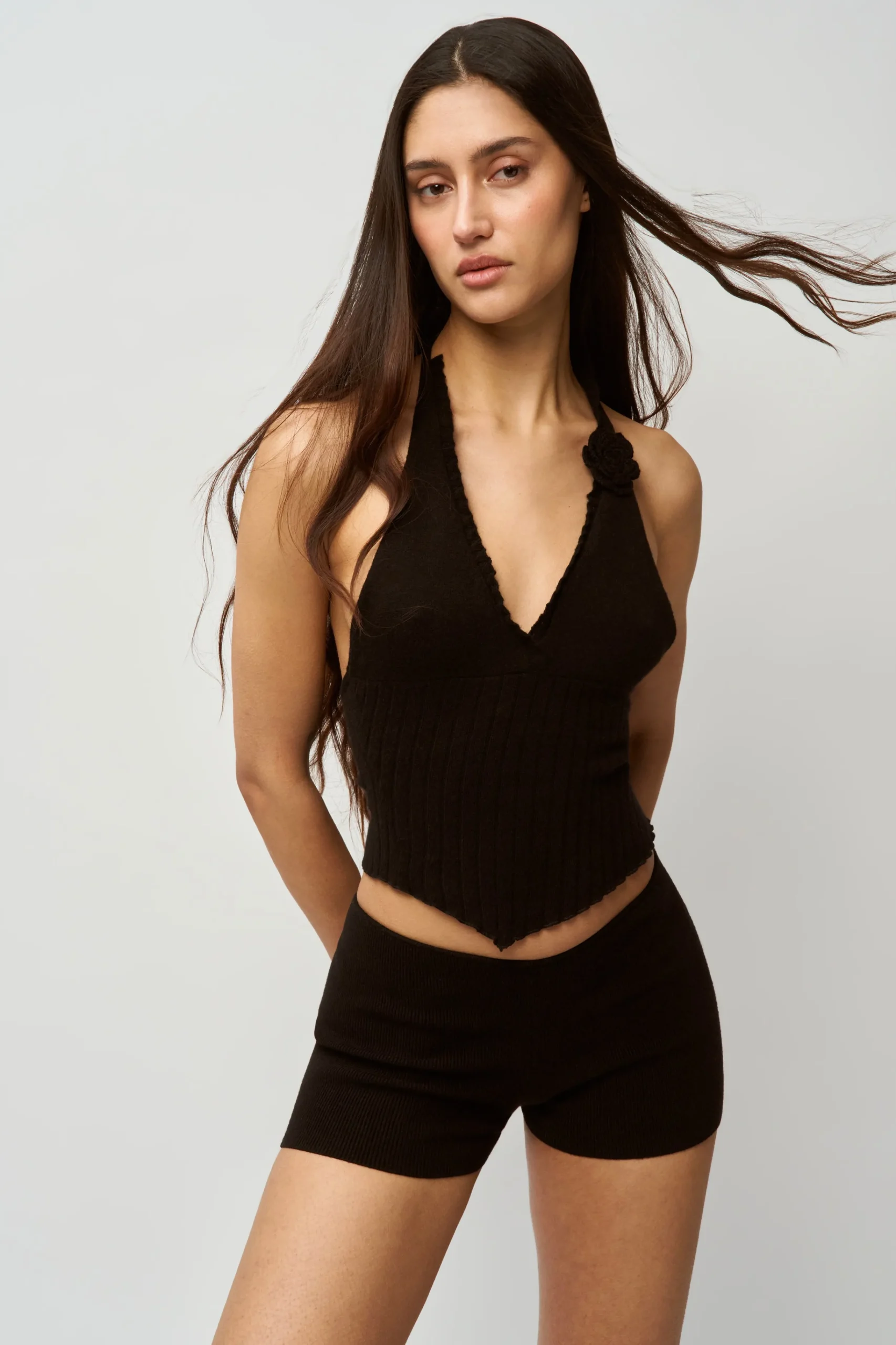 GUIZIO Rib Knit Hot Short- Shorts