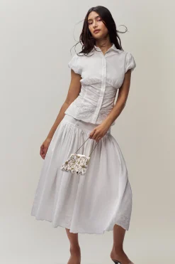 GUIZIO Rinka Embroidered Blouse- Short Sleeve Tops|Tops