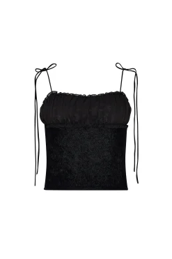 GUIZIO Ruched Chiffon Knit Tank- Sleeveless Tops|Knitwear