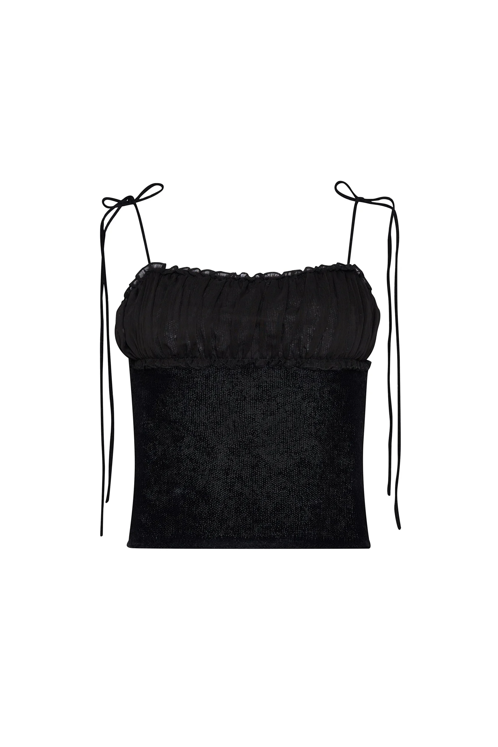 GUIZIO Ruched Chiffon Knit Tank- Sleeveless Tops|Knitwear