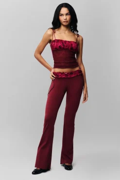 GUIZIO Ruched Side Tie Stretch Pant- Pants