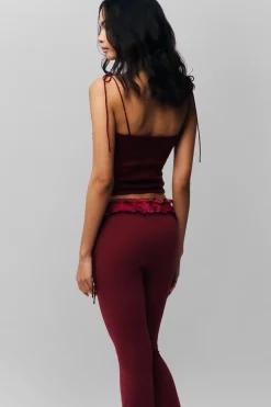 GUIZIO Ruched Side Tie Stretch Pant- Pants
