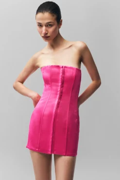 GUIZIO Satin Corset Dress- Mini Dresses|Dresses