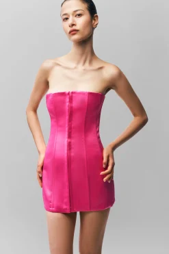 GUIZIO Satin Corset Dress- Mini Dresses|Dresses