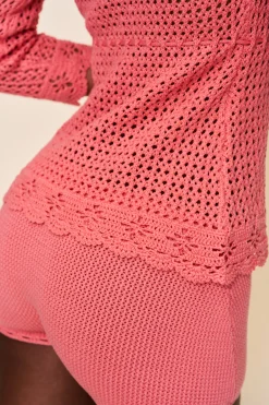 GUIZIO Scallop Knit Tie Short- Shorts