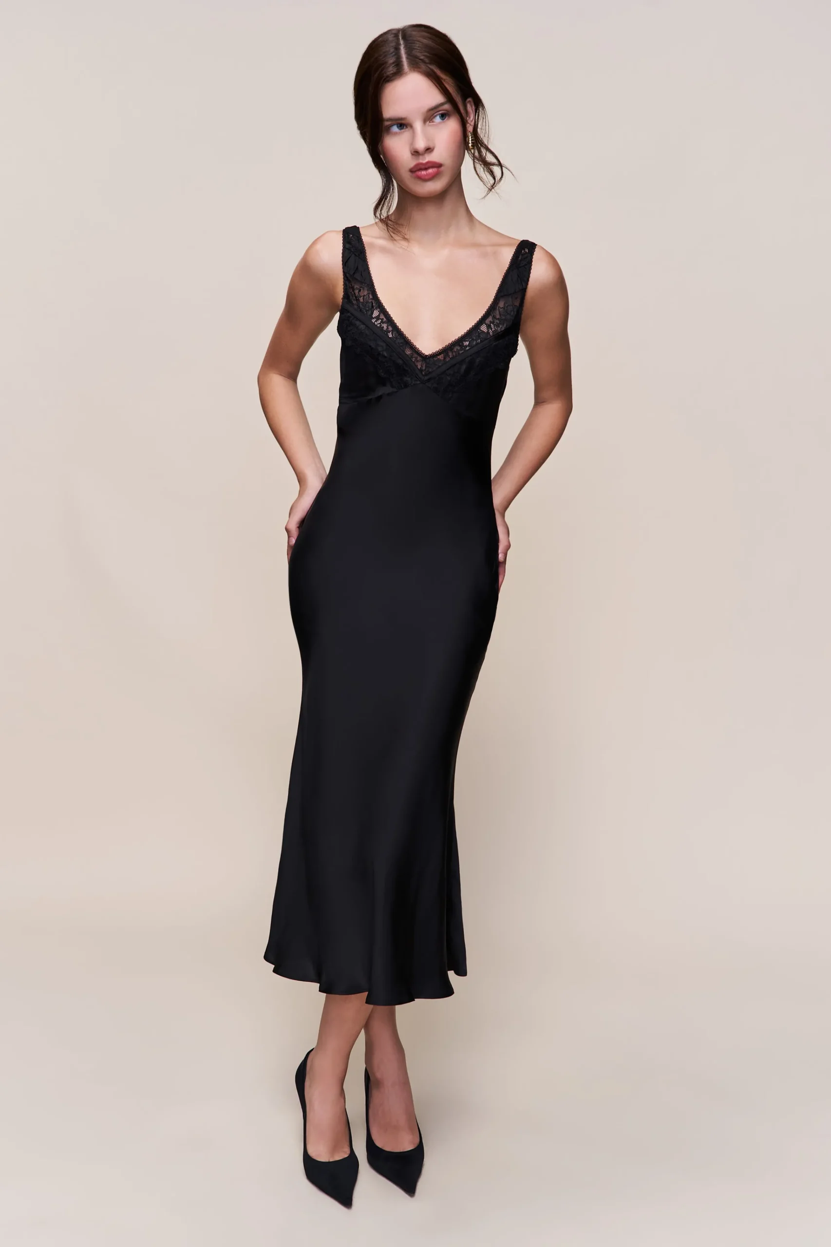 GUIZIO Scaosi Lace Detail Slip Dress- Long Dresses|Dresses