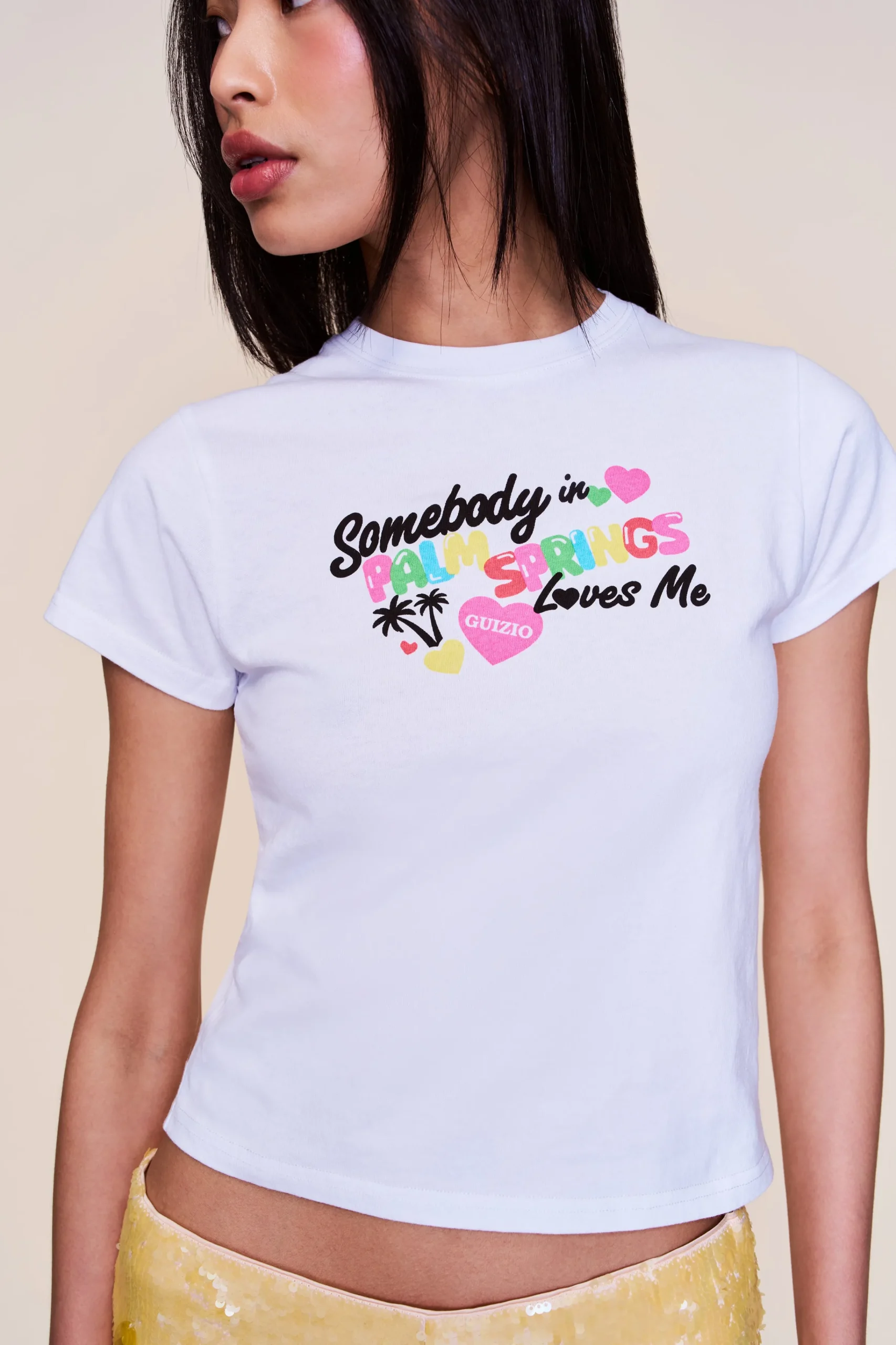 GUIZIO Shrunken Tee Palm Springs- Tees|Short Sleeve Tops