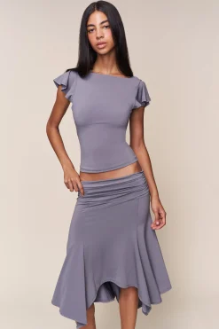 GUIZIO Soffiano Skirt- Midi Skirts|Skirts