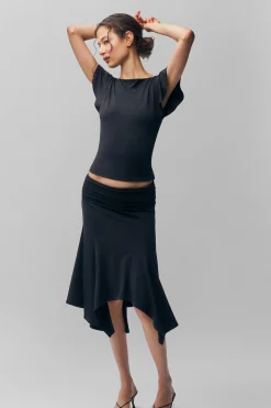GUIZIO Soffiano Skirt- Midi Skirts|Skirts
