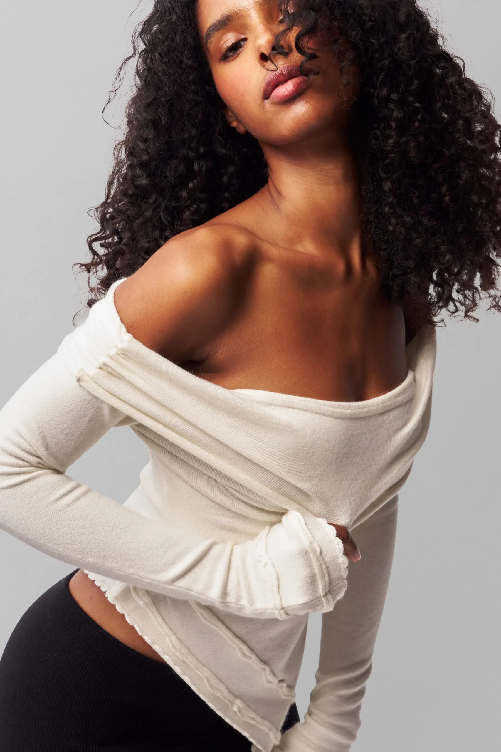 GUIZIO Soler Fold Over Knit Top- Long Sleeve Tops|Knitwear