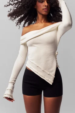 GUIZIO Soler Fold Over Knit Top- Long Sleeve Tops|Knitwear