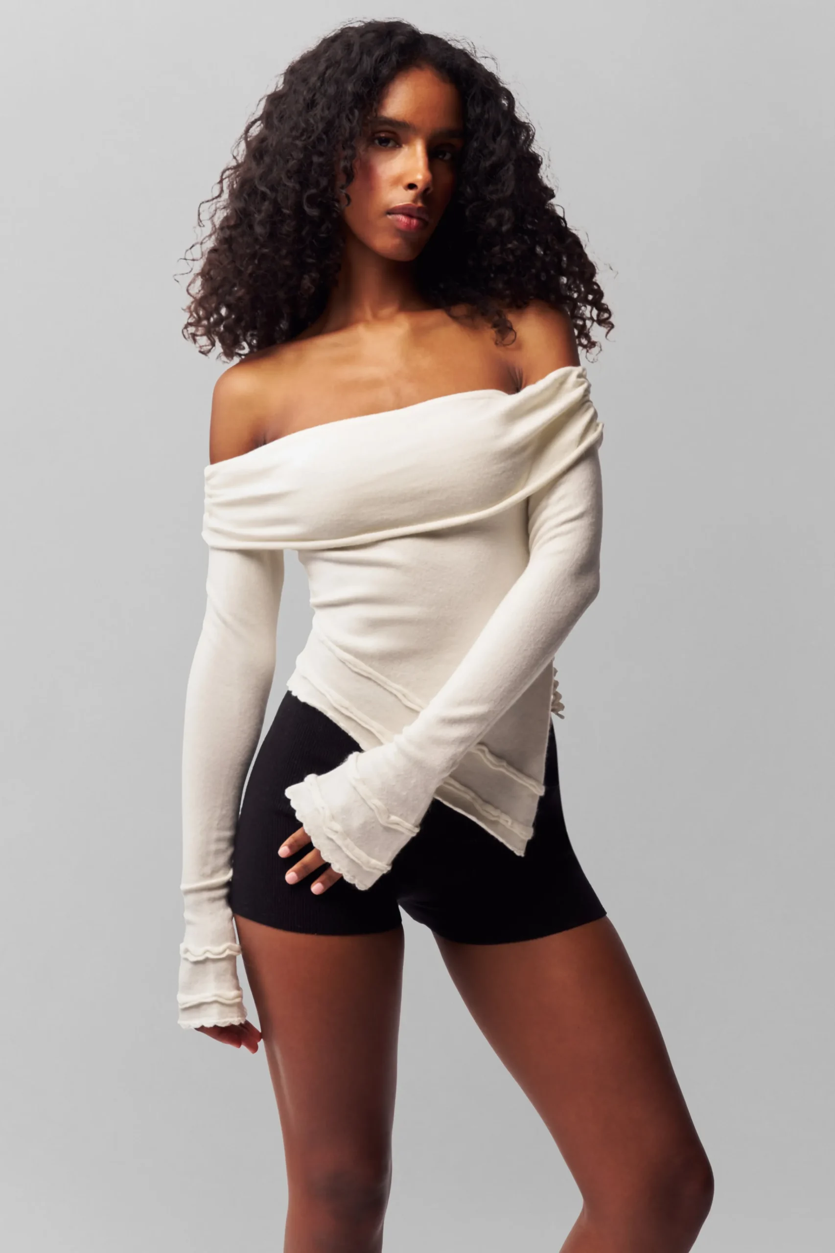 GUIZIO Soler Fold Over Knit Top- Long Sleeve Tops|Knitwear
