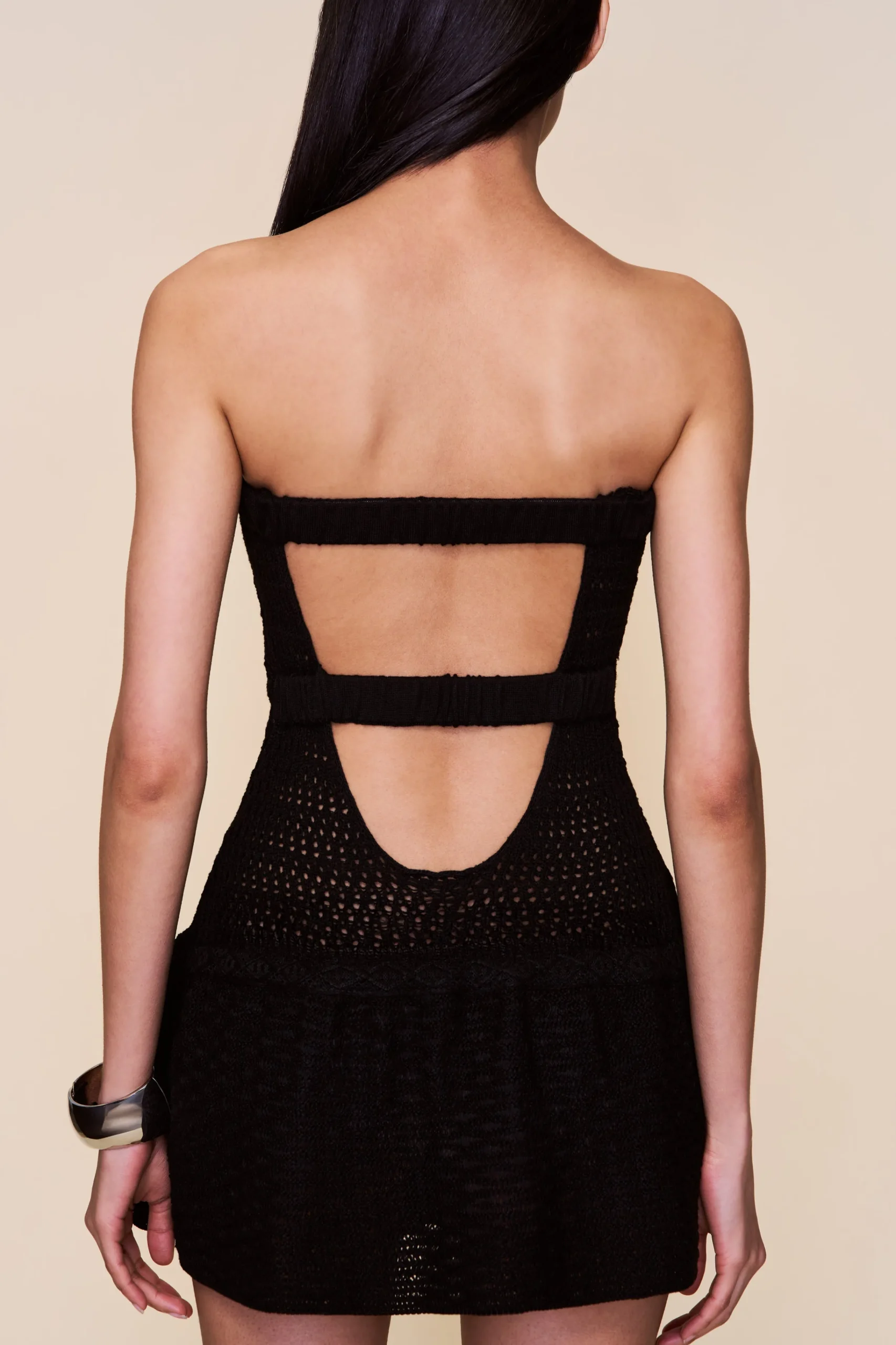 GUIZIO Strapless Crochet Dress- Mini Dresses|Dresses