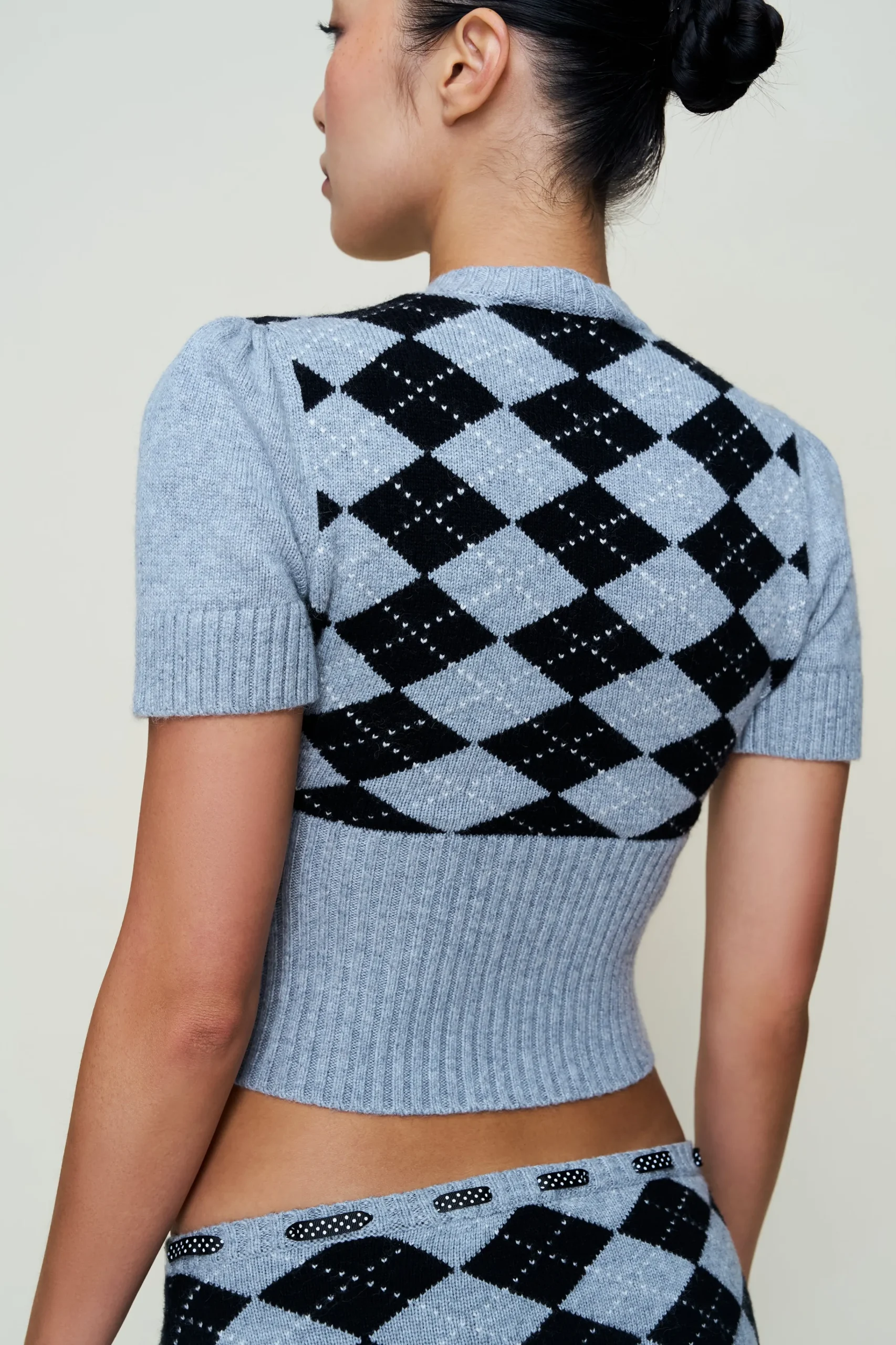 GUIZIO The Sweet Argyle Wool Cardigan- Sweaters