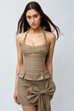 GUIZIO Twisted Halter Top- Halter Tops|Tops
