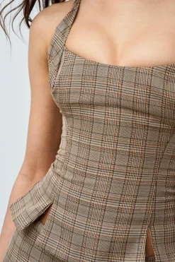 GUIZIO Twisted Halter Top- Halter Tops|Tops