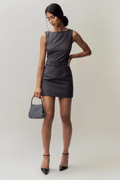 GUIZIO Via Pinstripe Dress- Mini Dresses|Dresses