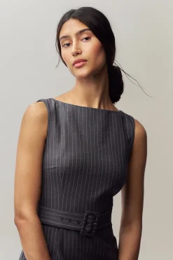 GUIZIO Via Pinstripe Dress- Mini Dresses|Dresses